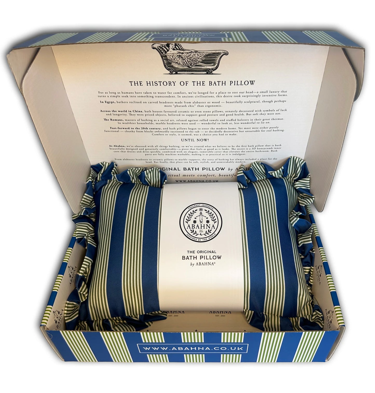 Abahna® - The Original Bath Pillow Blue & green striped