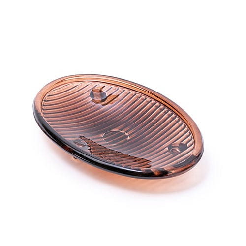 Glass Ribbed Soap Dish - Amber