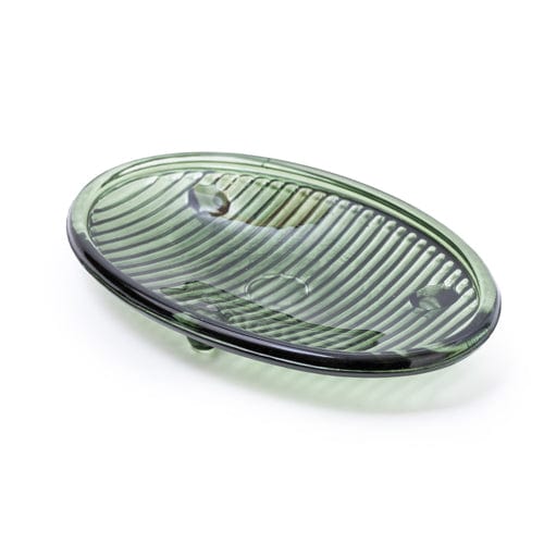 Glass Ribbed Soap Dish - Green
