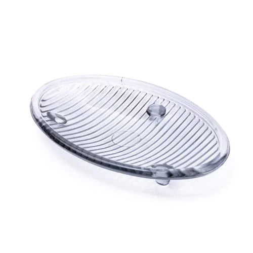 Glass Ribbed Soap Dish - Grey