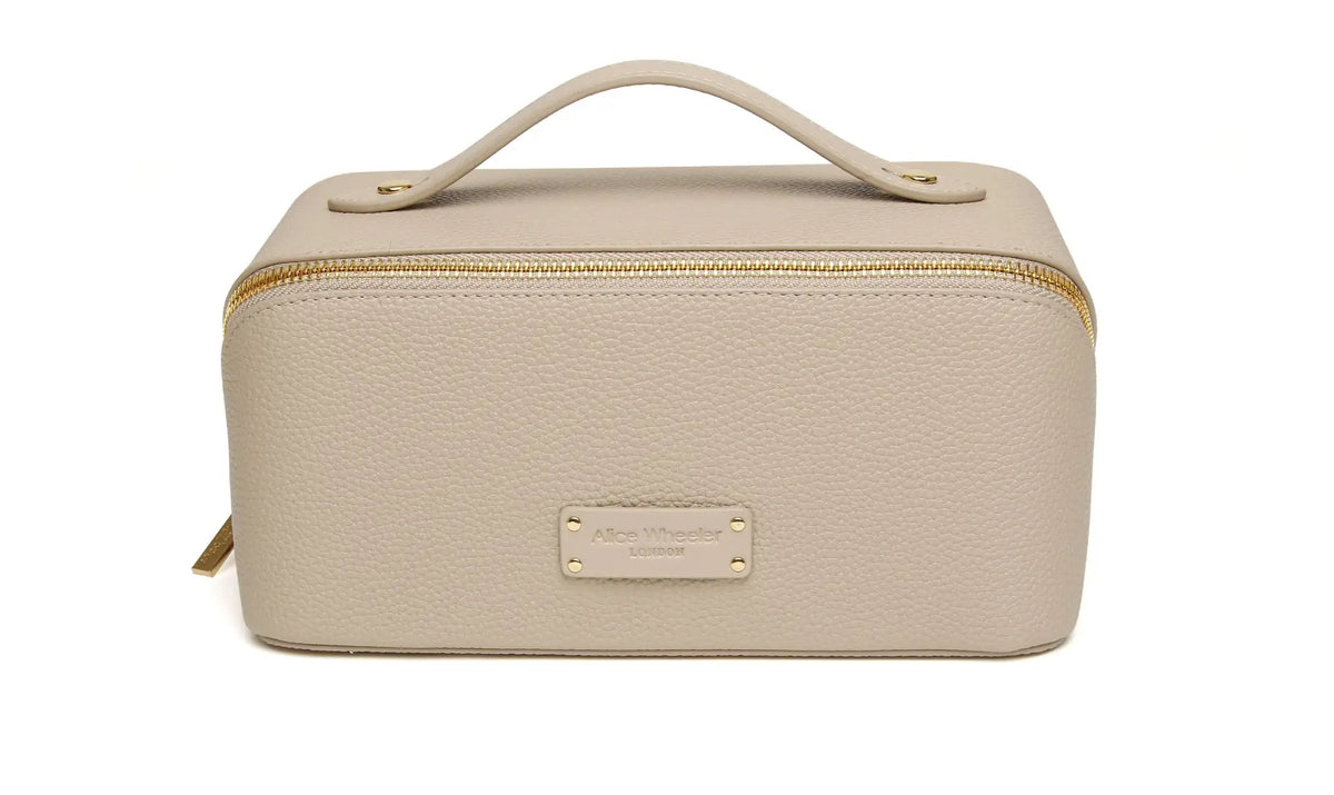 Alice Wheeler -  Kensington Train Case - Stone / Black / Olive