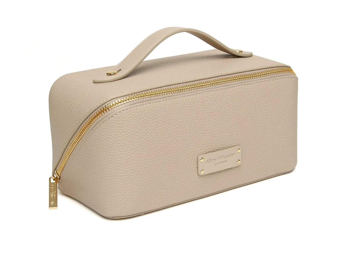 Alice Wheeler -  Kensington Train Case - Stone / Black / Olive