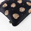 Elizabeth Scarlett Gold Jungle Leaf Cushion - Charcoal