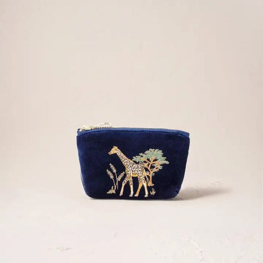 Elizabeth Scarlett Giraffe Herd Coin Purse - Navy