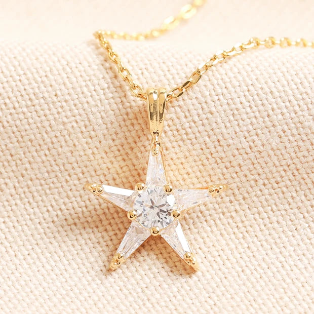 Lisa Angel Crystal Star Pendant Necklace in Gold