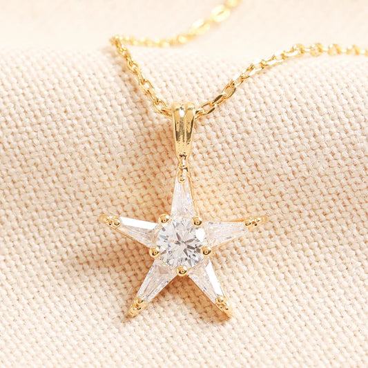 Lisa Angel Crystal Star Pendant Necklace in Gold