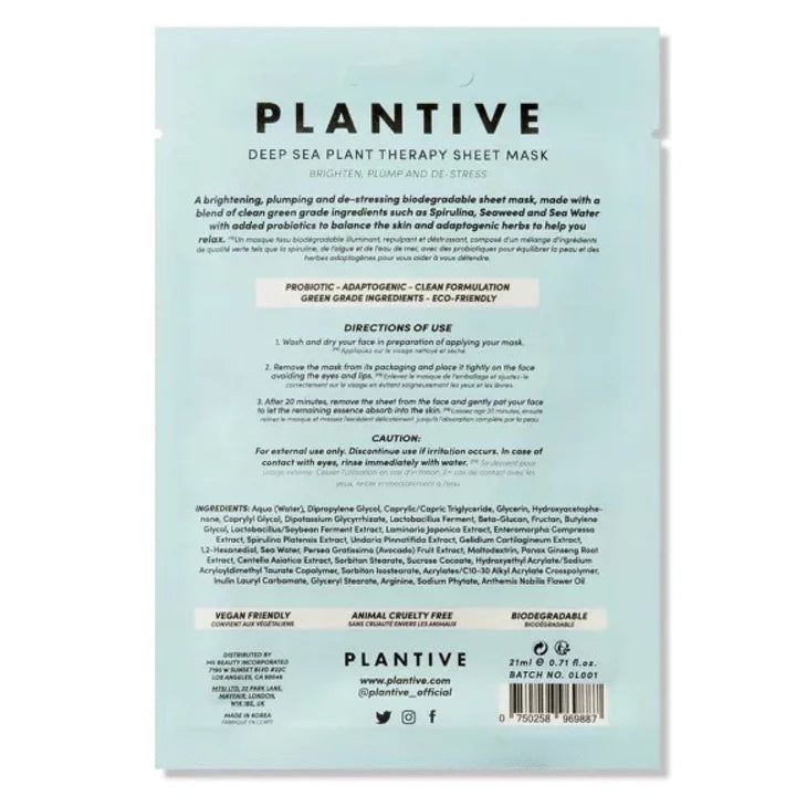 Plantive Deep Sea Plant Therapy Biodegradable Sheet Mask