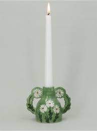 Gisela Graham - Candle Holder - Green Wild Daisy