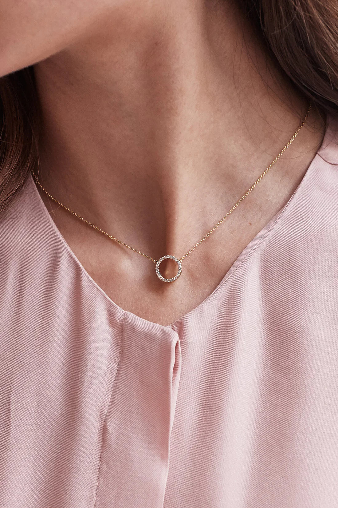 Estella Bartlett Circle CZ Necklace - Gold Plated