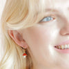 Lisa Angel Enamel Toadstool & Pearl Huggie Hoop Earrings Gold