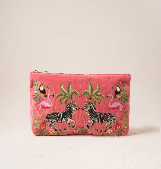 Elizabeth Scarlett Wild Zebra Everyday Pouch - Coral