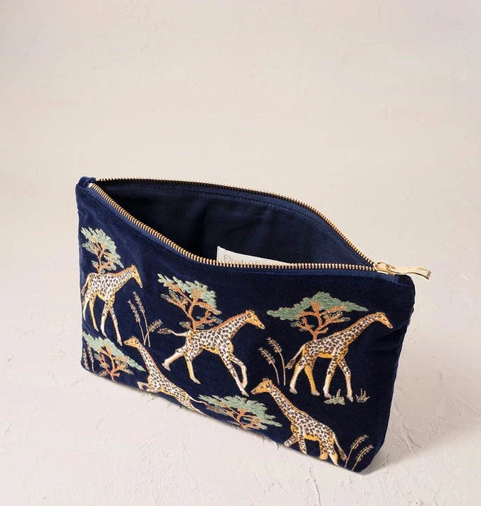 Elizabeth Scarlett Giraffe Herd Everyday Pouch - Navy