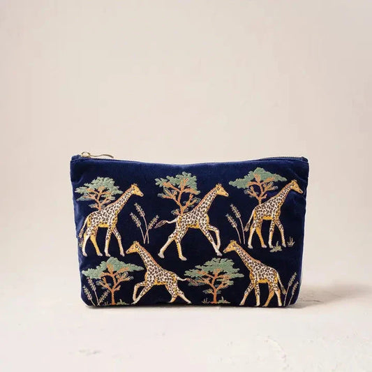 Elizabeth Scarlett Giraffe Herd Everyday Pouch - Navy