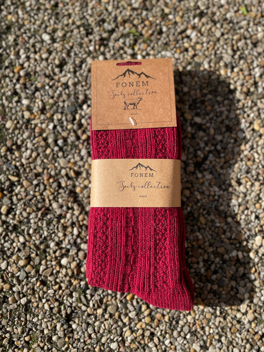 Fonem Women's Nordic Wool Socks - Burgundy