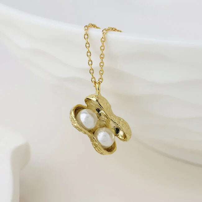 POM - Gold plated Necklace Nutty with Pearls