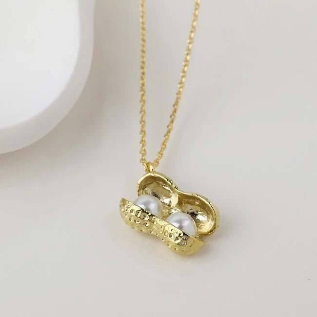 POM - Gold plated Necklace Nutty with Pearls