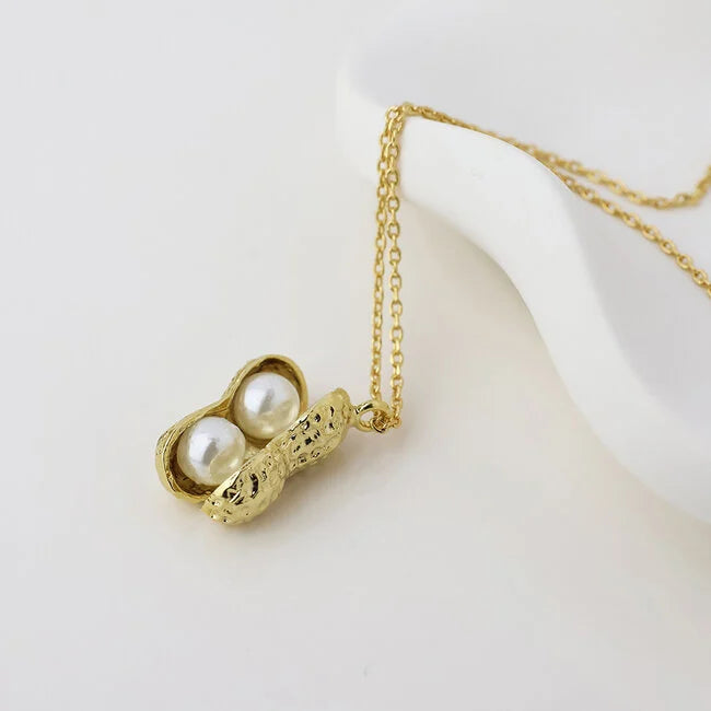 POM - Gold plated Necklace Nutty with Pearls