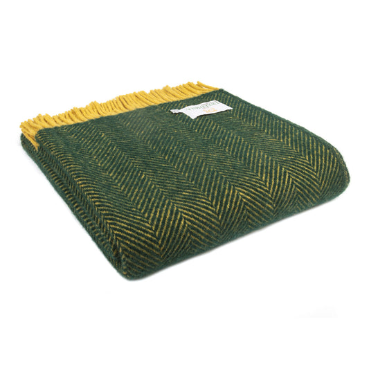 TWEEDMILL Herringbone Emerald & Mustard