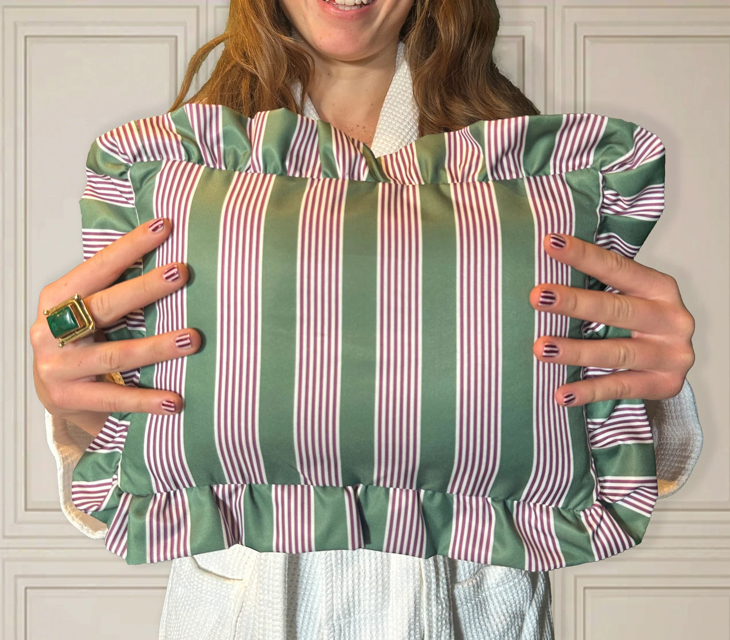 Abahna® - The Original Bath Pillow Pink & green striped
