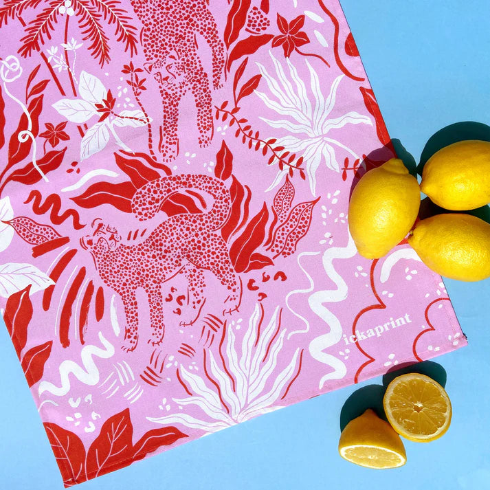 Icka Pink Jungle Tea Towel