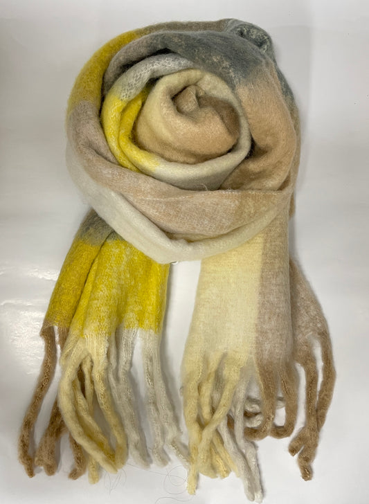 Allie Heavyweight Scarf- Yellow/Multi Colourblock Square