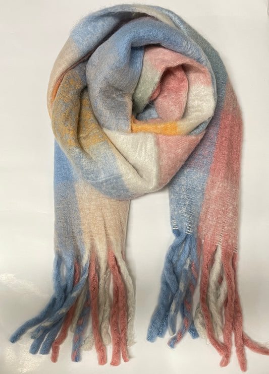 Allie Heavyweight Scarf- Blue,Pink/Multi Colourblock Square