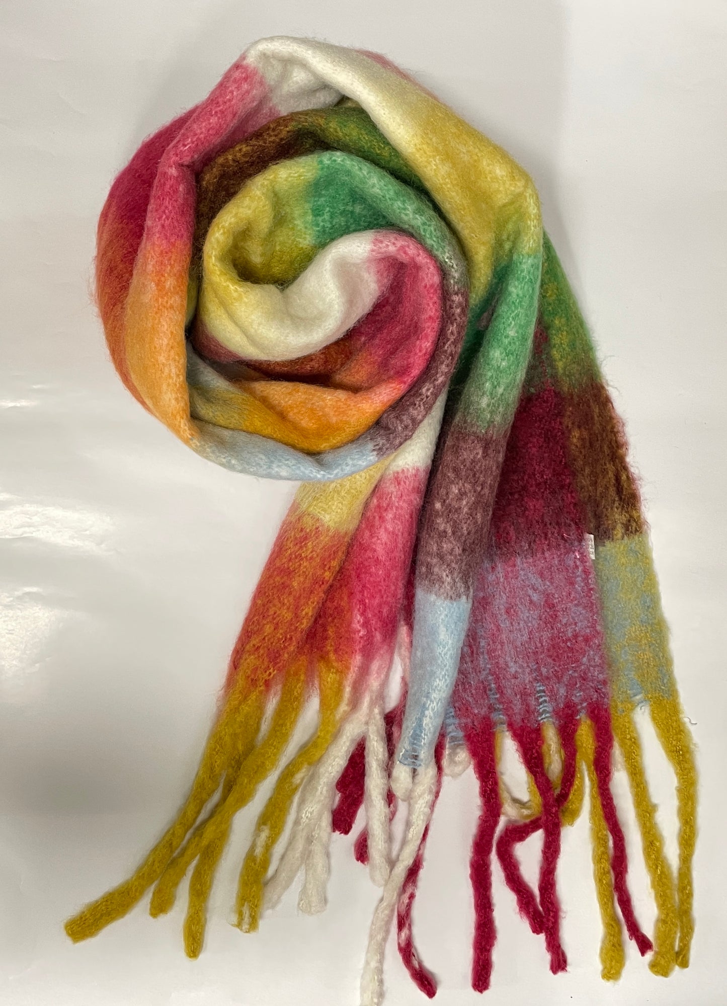 Allie Heavyweight Scarf- Orange/Multi, Colourblock Square