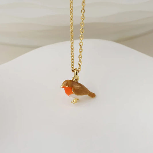 POM - Robin Gold-Tone enamel robin necklace