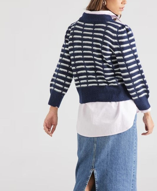 Vero Moda Leonor 3/4 Sleeve Pullover - Navy Stripe