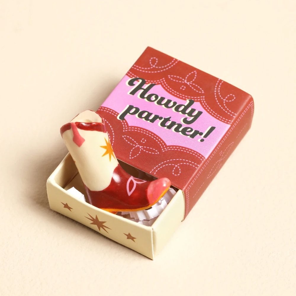 Lisa Angel - Tiny Matchbox Ceramic Cowboy Boot Token
