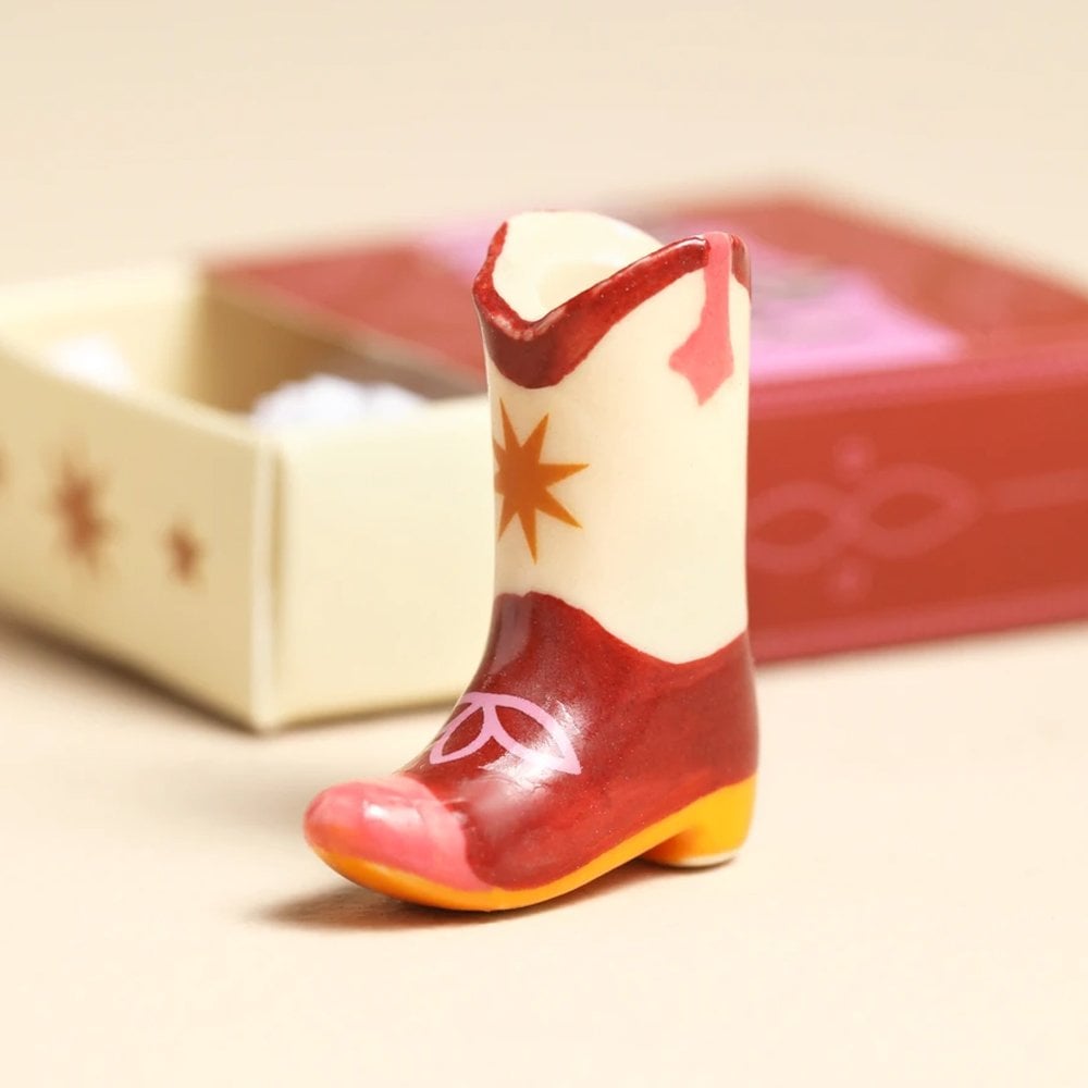 Lisa Angel - Tiny Matchbox Ceramic Cowboy Boot Token