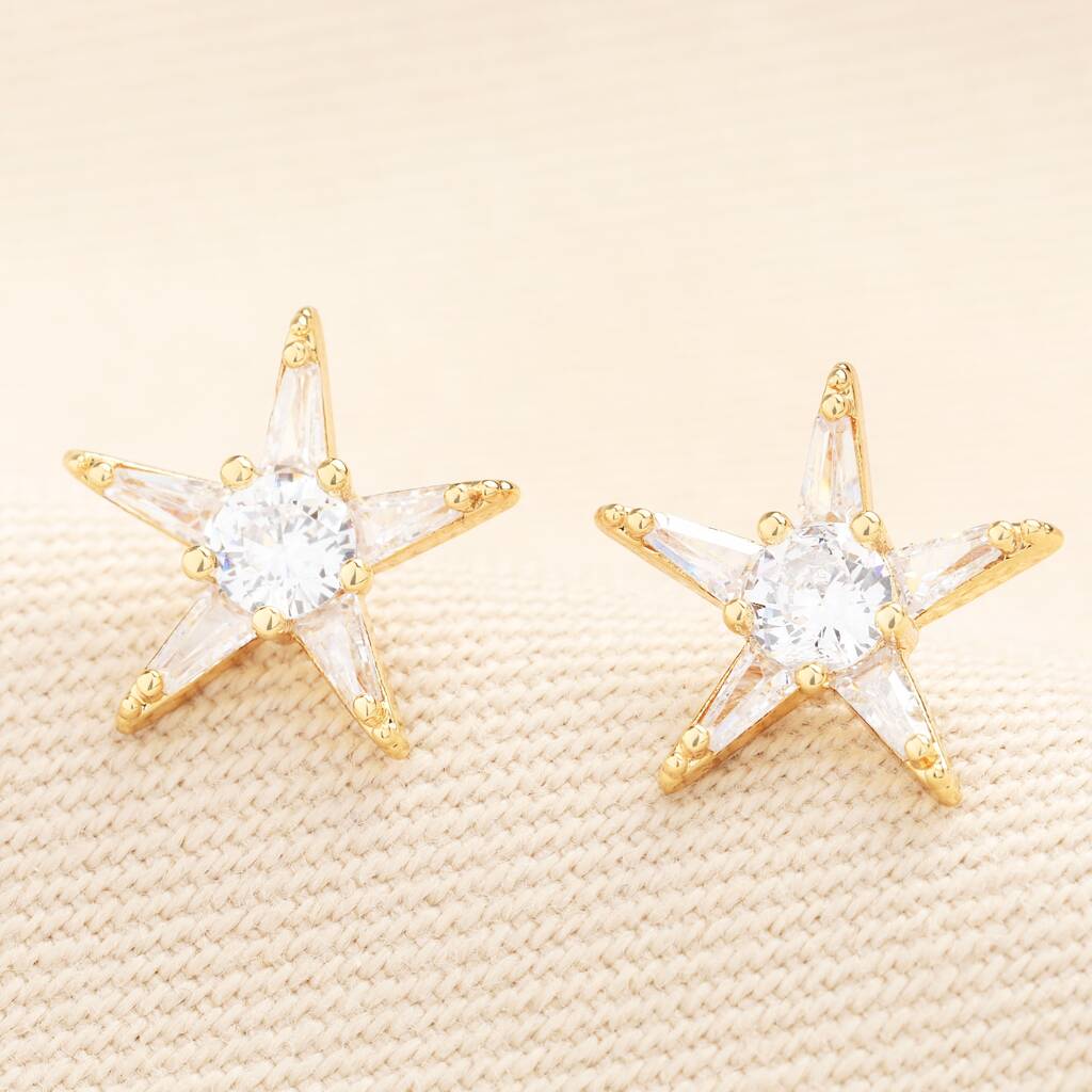 Lisa Angel Crystal Star Stud Earrings In Gold