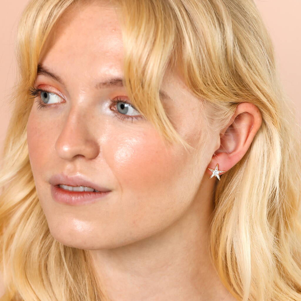 Lisa Angel Crystal Star Stud Earrings In Gold