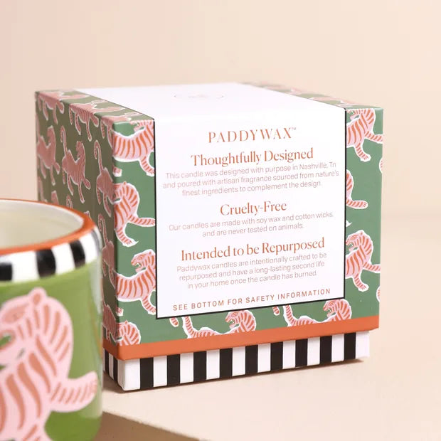 Paddywax - Tiger Ceramic Candle Black Cedar and Fig