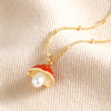 Lisa Angel Pearl & Enamel Toadstool Gold Necklace