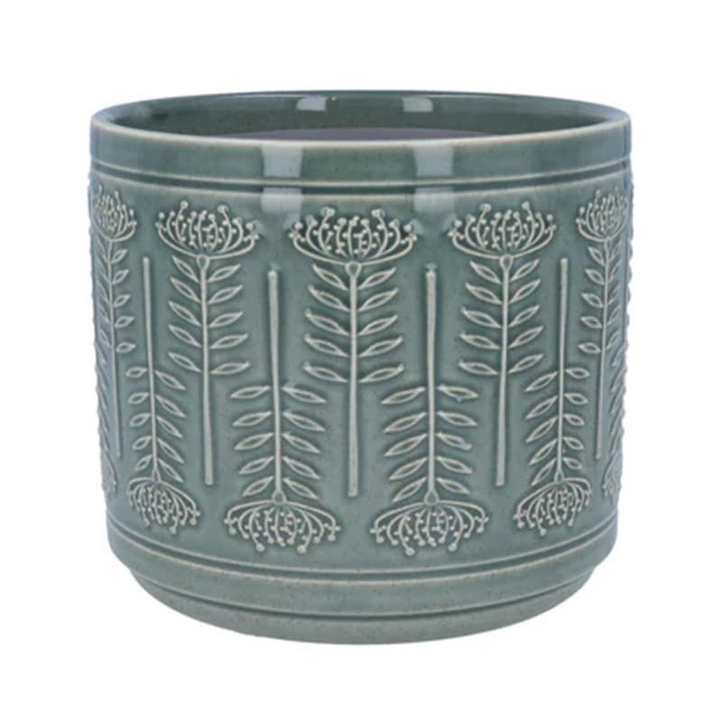 Gisela Graham - Protea Stoneware Pot Cover Dark Sage