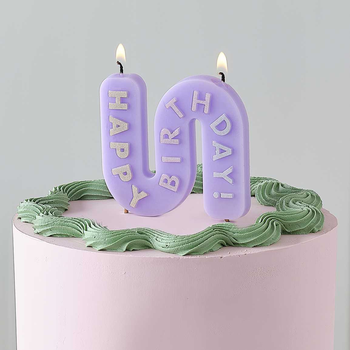 Happy Birthday Cake Candles - Purple