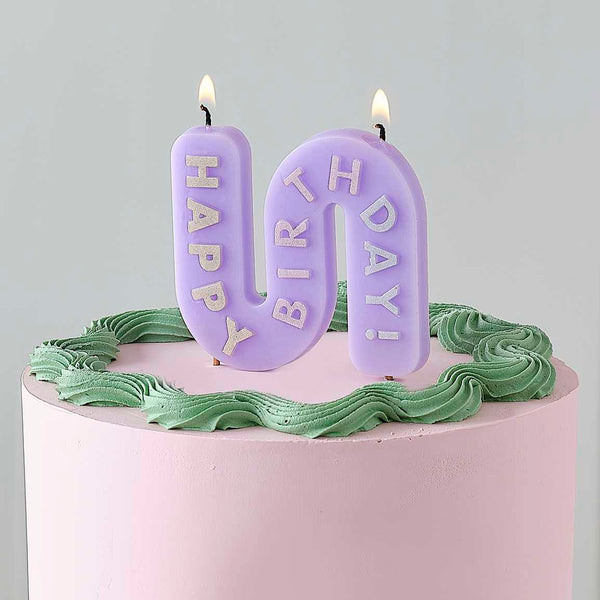 Happy Birthday Cake Candles - Purple