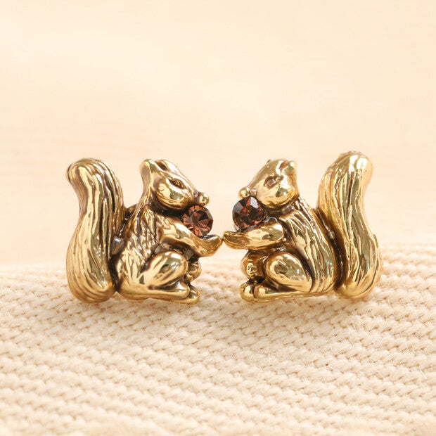 Lisa Angel Squirrel Stud Earrings Gold