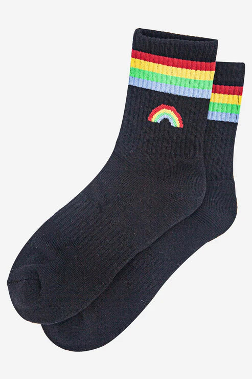 Sock Talk Women's Sporty Socks - Black, Rainbow