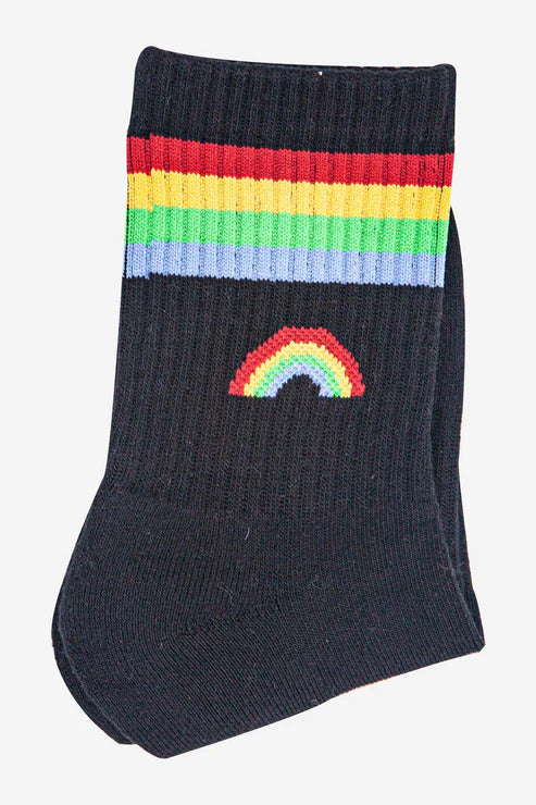 Sock Talk Women's Sporty Socks - Black, Rainbow