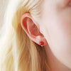 Lisa Angel Red Enamel Mushroom Stud Earrings Gold