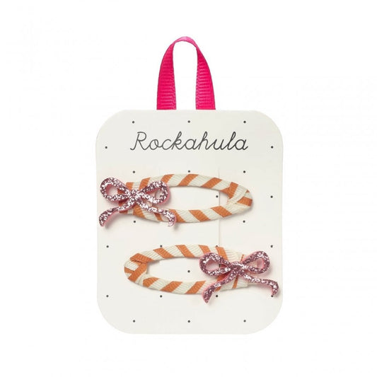 Rockahula Stripy Glitter Bow Hair Clips