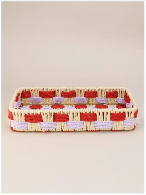 Gisela Graham - Red and Lilac Woven Casual Tray