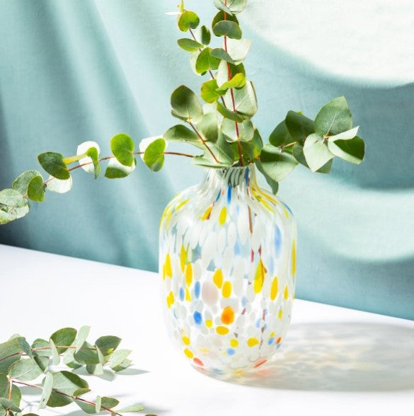 Large Speckled Glass Vase - Multicoloured