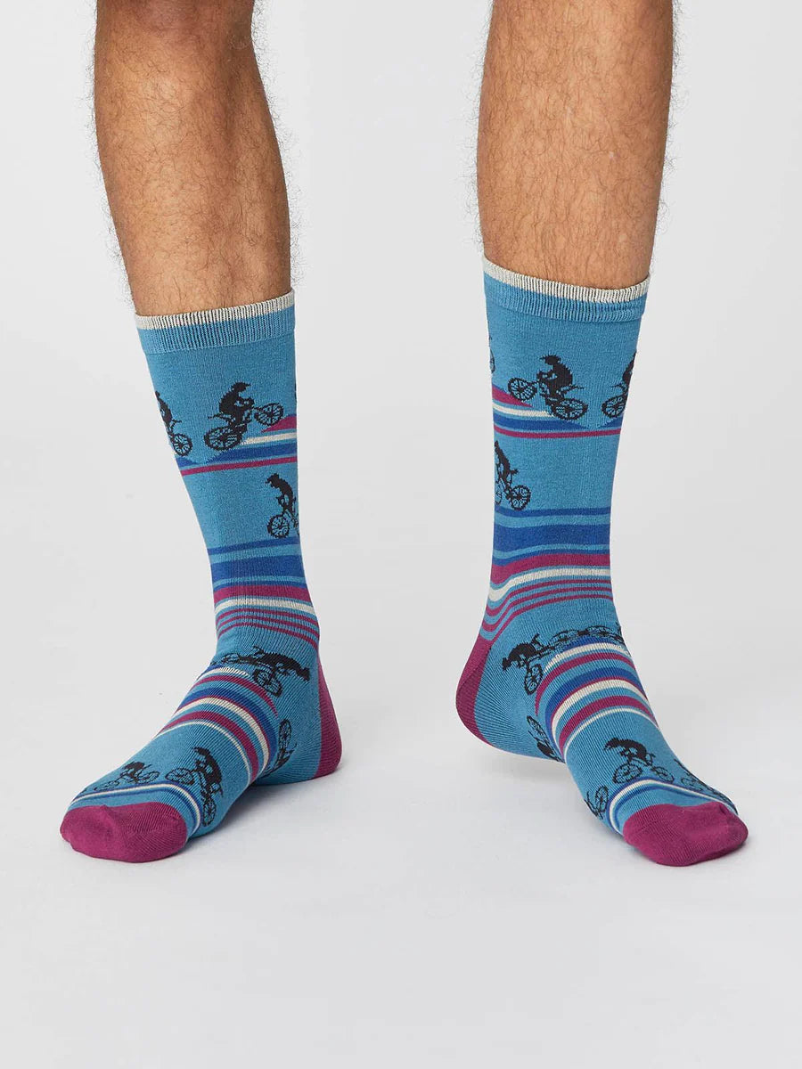 Men's Uphill Bicycle Socks - Dusty Blue