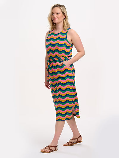 Sugarhill -  Rory Jersey Midi Dress Multi Rainbow Waves