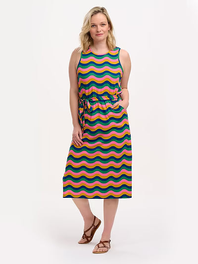 Sugarhill -  Rory Jersey Midi Dress Multi Rainbow Waves