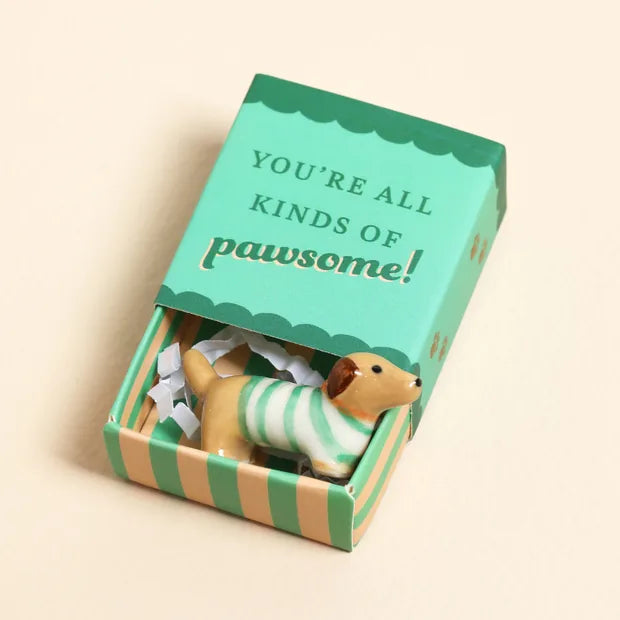 Lisa Angel - Tiny Matchbox Ceramic Sausage Dog Token