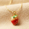 Lisa Angel Strawberry Charm Necklace Gold